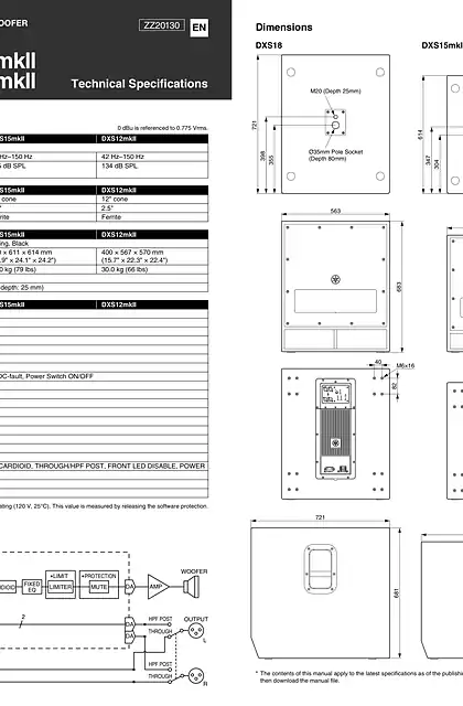 yamaha雅马哈DXS18_DXS15mkII_DXS12mkII Technical Specifications